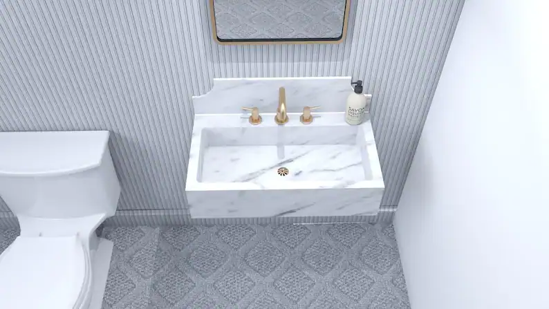 Carrara Marble Sink Powder room Sink Custom Wall Mount Marble Sink Farmhouse Marble Sink