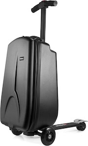 Compact black kids' carry-on suitcase with wheels and handle for travel.