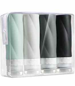 Gemice Travel Bottles for Toiletries, 3oz Tsa Approved Travel Size Containers BPA Free Leak Proof Travel Tubes Refillable Liquid Travel Accessories with Clear Toiletry Bag (4 Pack)