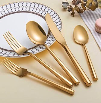 Kelenfer Flatware Gold with Hexagon Handle