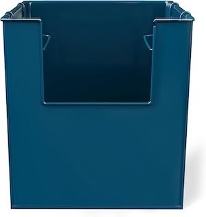 Medium Dark Blue Stacking Open-Front Metal Storage Basket with Handles