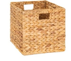 ack of 5 Cube Storage Baskets, Water Hyacinth Multipurpose Collapsible Organizers