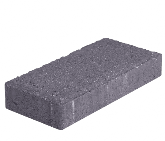Charcoal Concrete Paver brick used to line garden bed 
