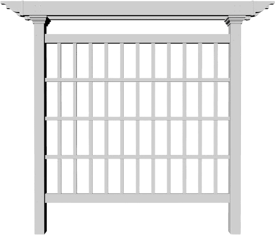White privacy trellis designed to double as a pull-down movie screen, perfect for outdoor movie nights