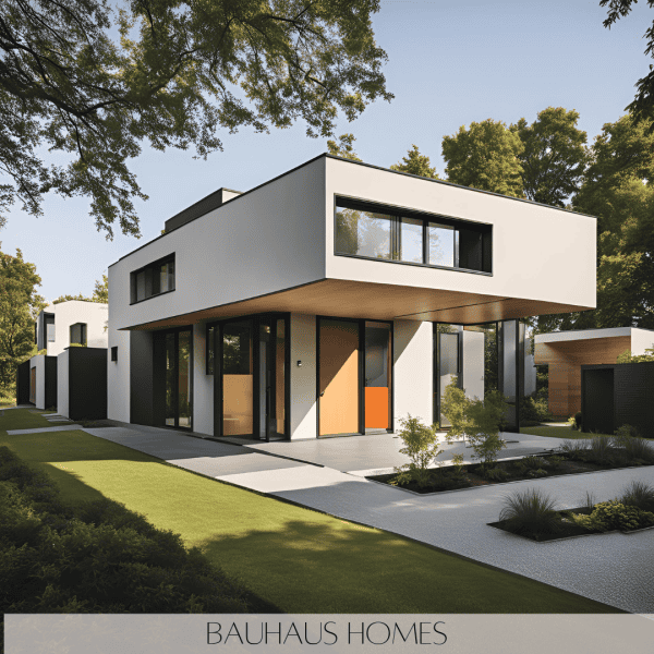 Bauhaus Homes: Originating from the Bauhaus movement, these homes prioritize functionality and geometric forms. The design often features flat roofs, cubic shapes, and a neutral color palette, focusing on the structure and utility of the space.
