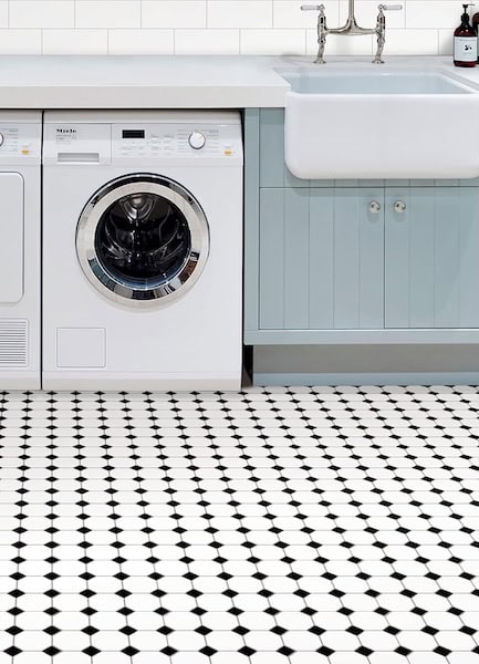 black and white tiles peel and stick floor tiles