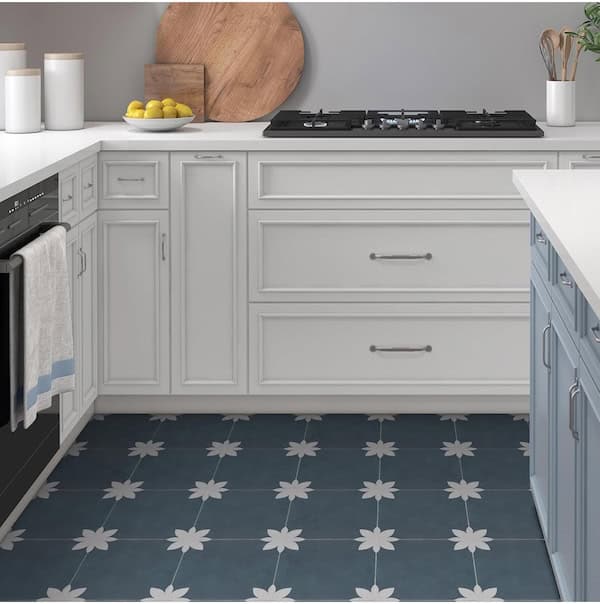 blue and white floor peel and stick floor tiles