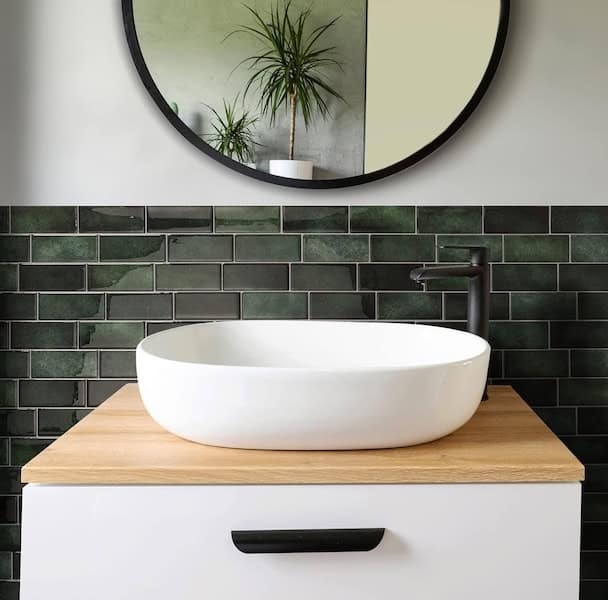 Adhesive Peel and Stick Tile Backsplash SMART TILES 5 Sheets of 11.56" x 8.38" Black