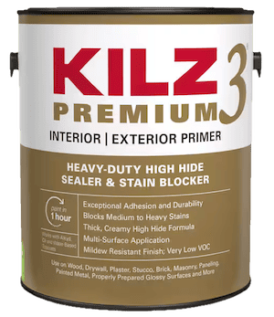 KILZ PREMIUM 1 Gal. White Interior/Exterior Primer, Heavy-Duty High Hide Sealer, and Stain Blocker should be used to paint stairs after outdoor stair repair