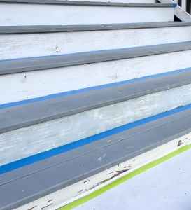 exterior stairs prepped for paint