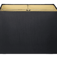 A black rectangular box with a gold interior and an open top.