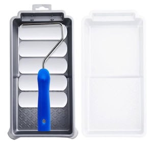 an image of a 4 inch paint roller set with tray and 5 foam roller covers