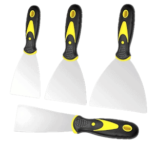 Set of putty knives for spackling, caulk smoothing, and scraping old paint