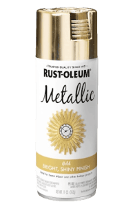 Can of Rust-Oleum Metallic spray paint in gold with a shiny finish.