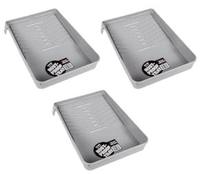 Heavy-duty paint roller tray with deep well and ridges for even paint distribution.