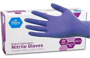Disposable nitrile gloves for painting, staining, and oil-based finishes.