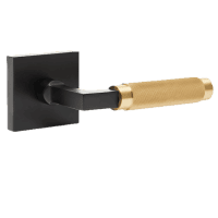 Modern brass Explore Hardware Geneva interior door lever.