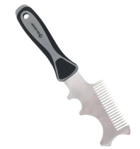 Paintbrush cleaner and comb to remove dried paint and extend brush life.