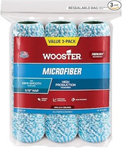 Wooster Microfiber 3-pack paint roller covers for smooth surfaces.