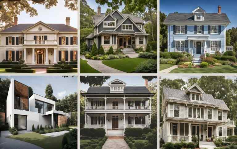 a grid of 6 different exterior home architectural styles