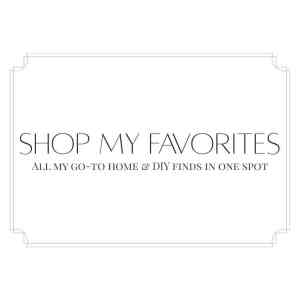 Square graphic card with a border titled “Shop My Favorites,” linking to the curated shop page on On Maple Lane.