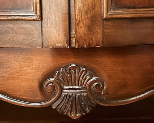 Before and after comparison of antique vanity wood grain restored with Restore a Finish