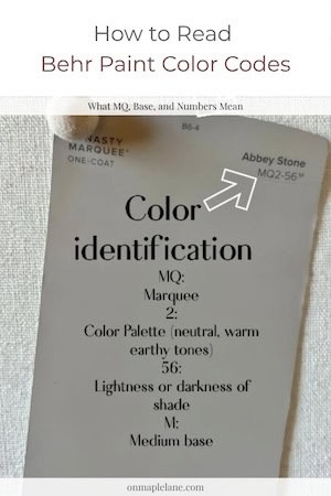 how to read behr paint chips and color codes