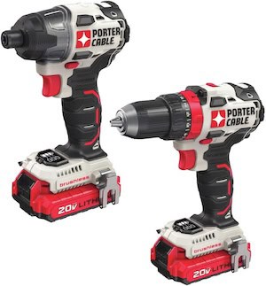 Portable cordless drill and impact driver from Porter Cable, ideal for DIY projects.