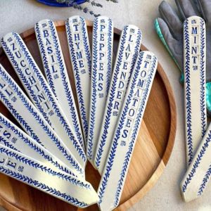 garden plant markers ceramic tags for labeling herbs and vegetables in garden