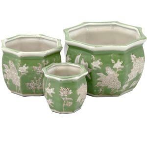 ceramic garden pots green and white for indoor and outdoor plant styling