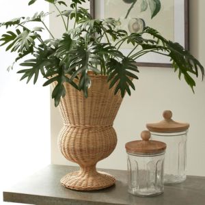 wicker planter for indoor plants and home garden decor