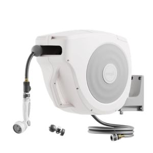 retractable garden hose reel for easy watering and hose storage