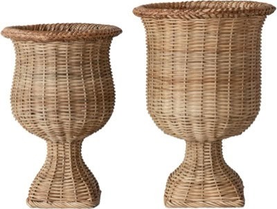 2-Piece Woven Rattan Urn Set
