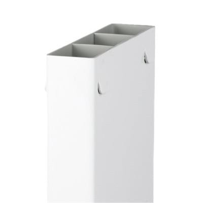 White vinyl fence post sleeve for an outdoor shower privacy wall