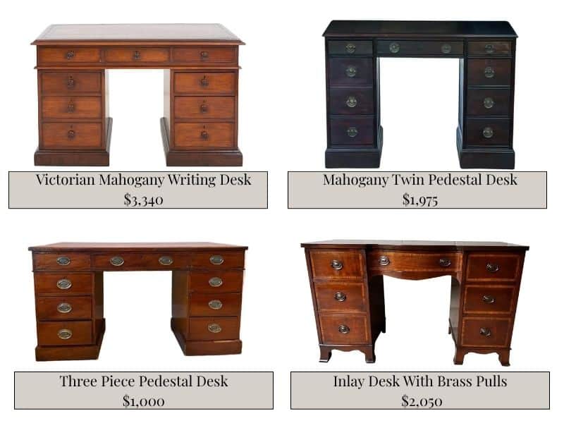 vintage and antique pedestal desks
